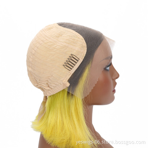 1b/Neon Color Lace Front Bob Wig HD Short 1B 613 Blonde Pink Blue Gray Hot Pink Neon Purple Rainbow Hair Ombre Color Bob Wig